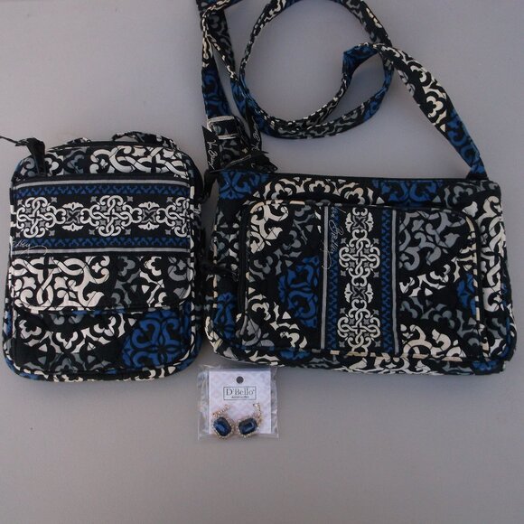 Vera Bradley, D'Bello Accessories Handbags - Vera Bradley 2-Piece Quilted Crossbody Set + NWT blue D’Bello Earrings,✈️ Travel